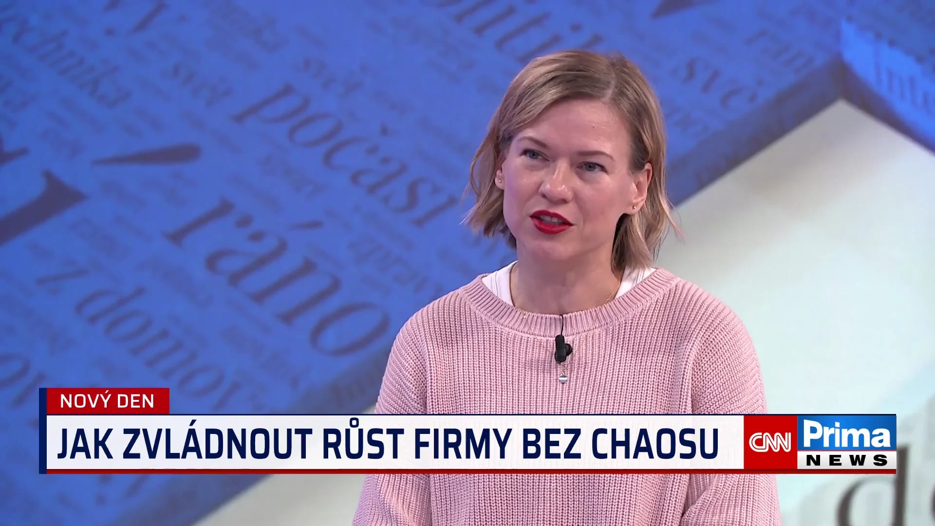Renata Novotná při rozhovoru ve studiu CNN Prima News