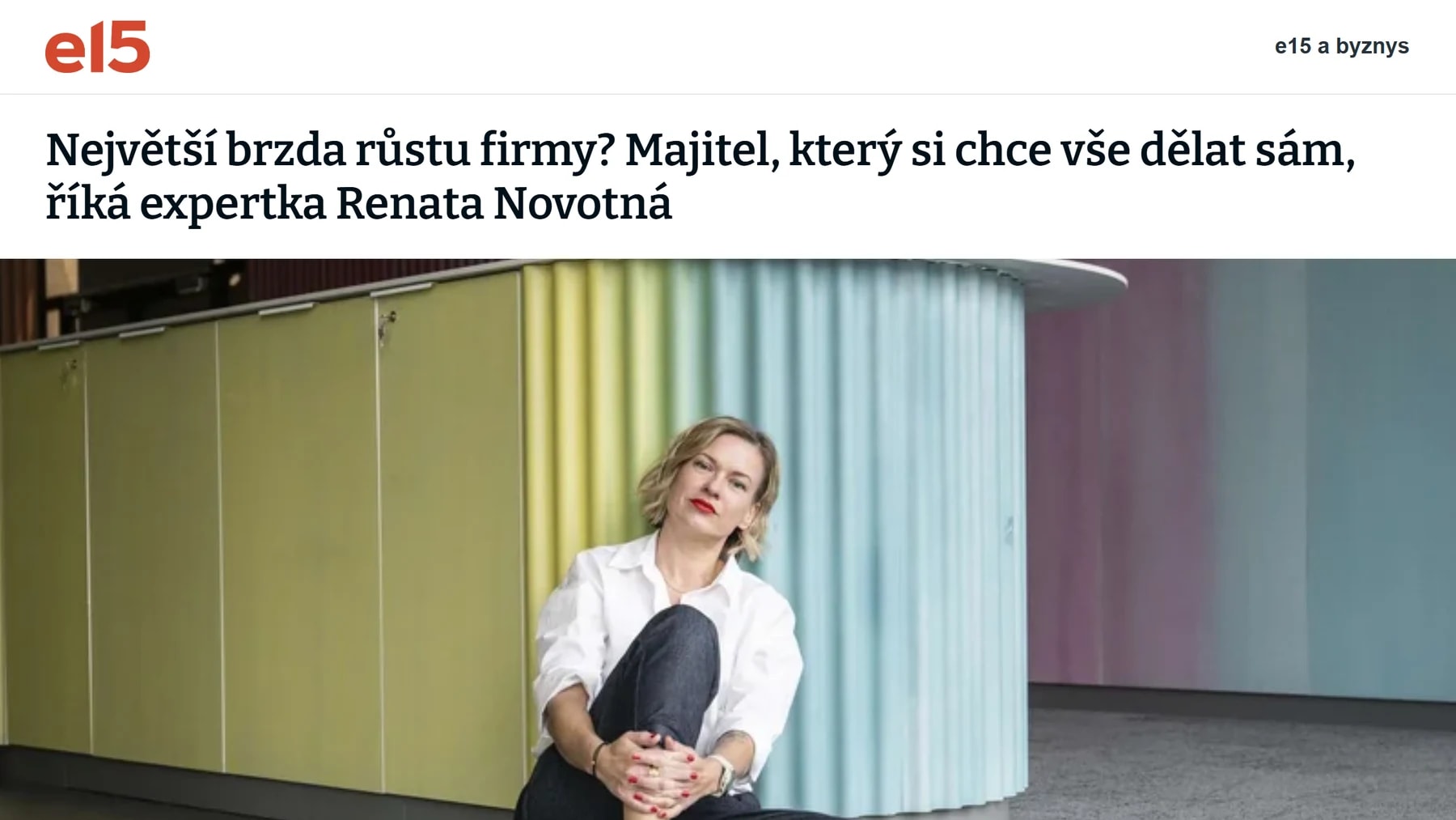 Náhled rozhovoru s Renatou Novotnou na webu E15